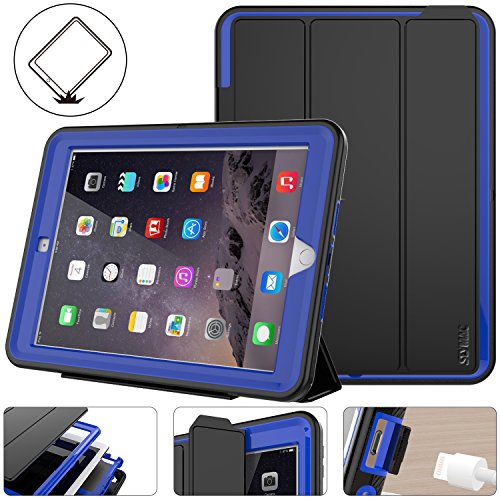 Product Cover New iPad 2017/2018 case, Protective iPad 9.7 inch Smart Cover Auto Sleep Wake with Leather Stand Feature for Apple 5th/6th Generation (A1822/A1823/A1893/A1954) New iPad (Black/Blue)
