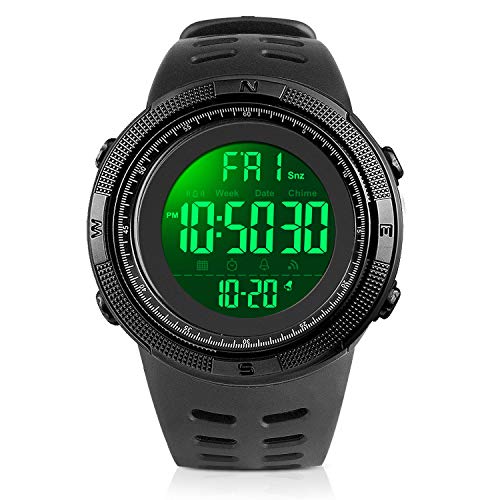Product Cover YEENIK Men's Digital Watch, Led Military 50M Waterproof Sports Watches for Men, Electronic Hand Wrist Watch with Alarm Stopwatch Dual Time Zone Count Down EL Backlight Calendar Date for Men - Black