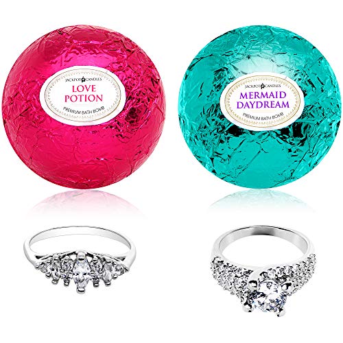 Product Cover Mermaid Love Potion Bath Bombs Gift Set of 2 with Ring Surprise Inside Each Made in USA