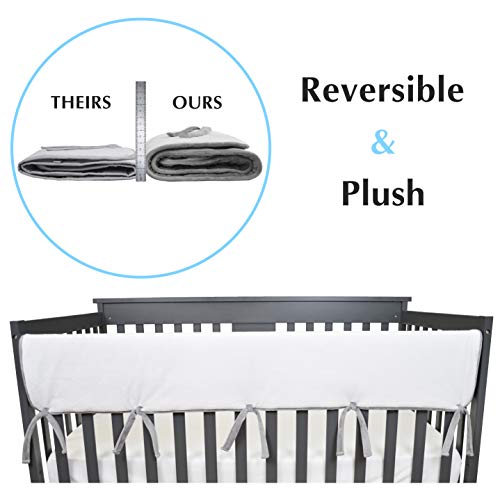 Product Cover American Baby Company 1 Pack Heavenly Soft Chenille Reversible Crib Rail Cover for Long Rail, Grey/White, Wide for Rails Measuring up to 18