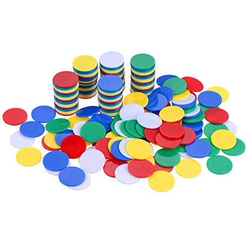 Product Cover WILLBOND 200 Pieces Counters Counting Chips Plastic Markers 22 mm Mixed Colors for Bingo Chips Game Tokens with Storage Box