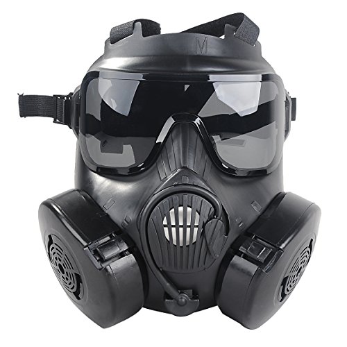 Product Cover Outgeek M50 Airsoft Mask Full Face Skull CS Mask with Fan (Black)