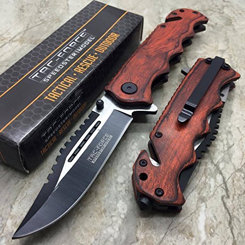 Product Cover Tac Force G'Store Vintage Wooden Handle Pocket Hunting Tactical Hunting Handy Knife