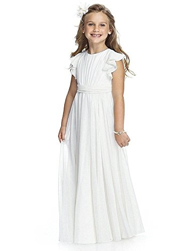 Product Cover Abaowedding Fancy Chiffon Flower Girl Dresses Flutter Sleeves Junior Bridesmaid Dress(Size 8,White)