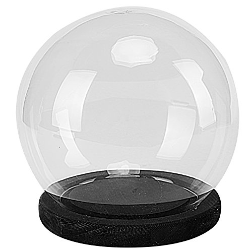 Product Cover MyGift Clear Glass 6-Inch Terrarium & Keepsake Display Globe with Black-Stain Wood Base