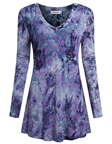 Product Cover Sixother Womens Tie Dye Tunics Summer Casual Short Sleeves Tops Flowy Blouses