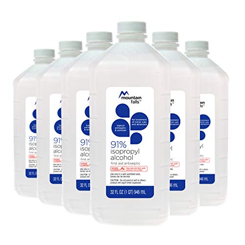 Product Cover Mountain Falls 91% Isopropyl Alcohol First Aid Antiseptic for Treatment of Minor Cuts and Scrapes, 32 Fl Oz (Pack of 6)