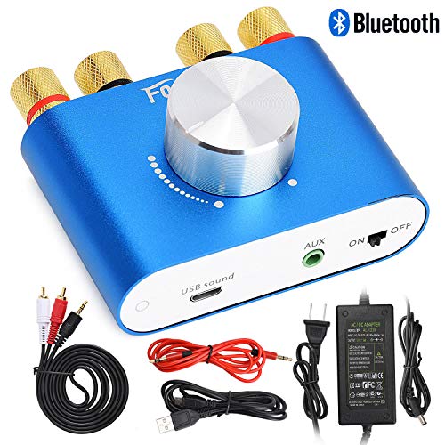 Product Cover F900 Mini Bluetooth Power Amplifier Wireless Audio Receiver with 12V 5A DC Adapter, Stereo Hi-Fi Digital Amp 2 Channel 50W+50W with AUX/USB/Bluetooth Input (Amplifier+Adapter)