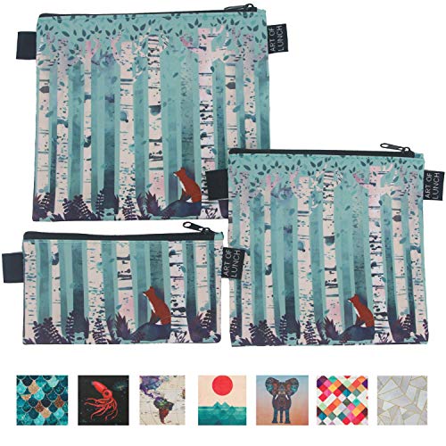 Product Cover Art of Lunch Designer Lunch Baggies for Men & Women, Boys & Girls, Fashionable, Reusable, Snack & Sandwich Bags w Zipper - Design by Michelle Li Bothe (Germany) - Birches