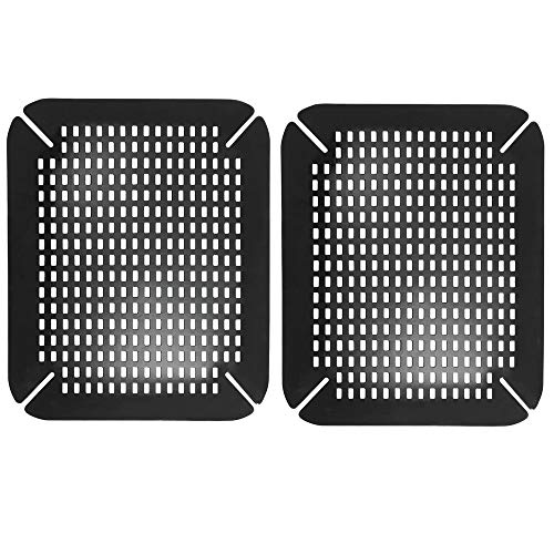 Product Cover mDesign Adjustable Kitchen Sink Dish Drying Mat/Grid - Soft Plastic Sink Protector - Cushions Sinks, Stemware, Wine Glasses, Mugs, Bowls, Dishes - Quick Draining, Contours to Sink - 2 Pack - Black