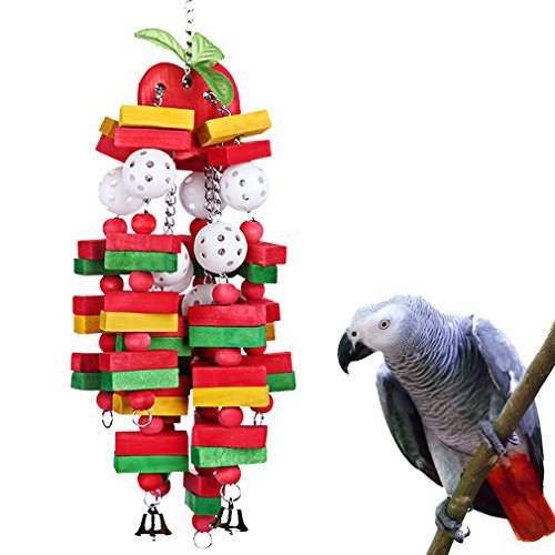 Product Cover KINTOR Bird Chewing Toy Large Medium Parrot Cage Bite Toys African Grey Macaws Cockatoos Eclectus Amazon (Apple-22inch)
