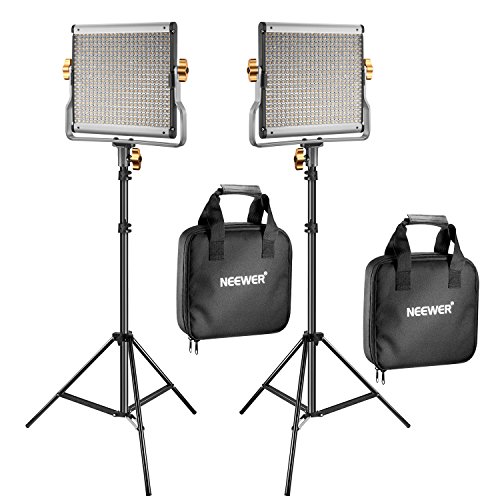 Product Cover Neewer 2 Packs Dimmable Bi-Color 480 LED Video Light and Stand Lighting Kit Includes: 3200-5600K CRI 96+ LED Panel with U Bracket, 75 inches Light Stand for YouTube Studio Photography, Video Shooting