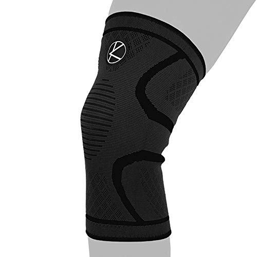 Product Cover Compression Knee Sleeve for Runners- Best Knee Support for Arthritis Pain, Meniscus Tear, ACL, Pain, Injury, Knee Sleeve for Sleeping. Non-Slip Plus Size Knee Brace for Men, Women (2XL Black)
