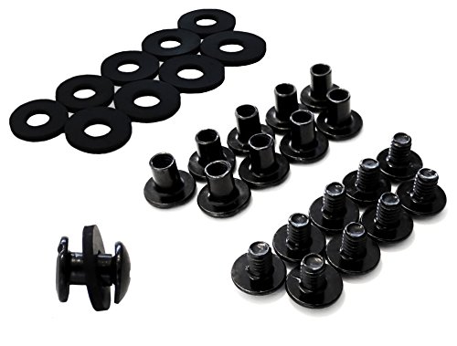 Product Cover Black Chicago Screws, 1/4 Inch, 10 Pack- For Leather/Kydex Gun Holsters/Clips and Knife Sheaths, Phillips Truss Heads and Open Slotted Fasteners with Rubber Washers/Spacers