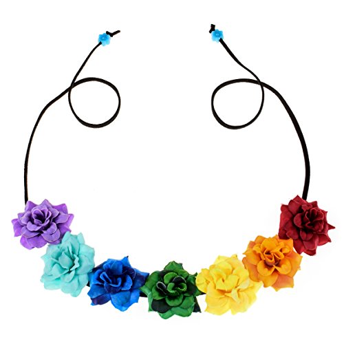 Product Cover Floral Fall Festival Flower Crown Christmas Headbands Wedding Headpieces F-58 (A-Rainbow)