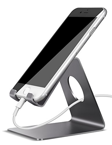 Product Cover Lamicall Cell Phone Stand, Phone Dock : Cradle, Holder, Stand Compatible with Switch, All Android Smartphone, Phone 6 6s 7 8 X Plus 5 5s 5c XS Max XR Charging Accessories Desk - Gray