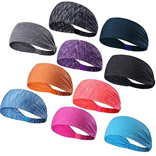 Product Cover DASUTA Set of 10 Women's Yoga Sport Athletic Headband for Running Sports Travel Fitness Elastic Wicking Workout Non Slip Lightweight Multi Headbands Headscarf fits All Men and Women
