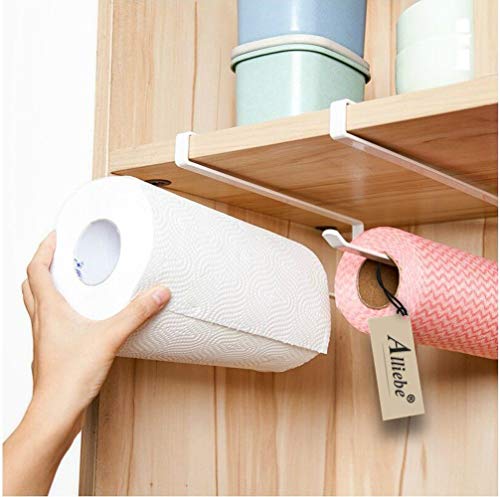 Product Cover Alliebe 2pcs Paper Towel Holder Dispenser Under Cabinet Paper Roll Holder Rack Without Drilling for Kitchen Bathroom