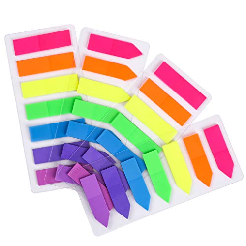 Product Cover Lysas 4 Sets Neon Page Markers Colored Index Tabs, Fluorescent Sticky Note for Page Marker, 560pcs
