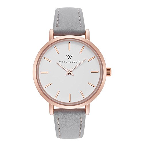 Product Cover WRISTOLOGY Charlotte - 4 Options - Lines Womens Watch Rose Gold Petite Ladies Grey Leather Strap Band