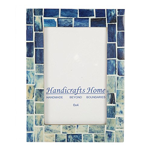 Product Cover Handicrafts Home Indigo Picture Frames-Shades of Blue Bone Inlay-Mosaic Style Photo Frames Size 4x6