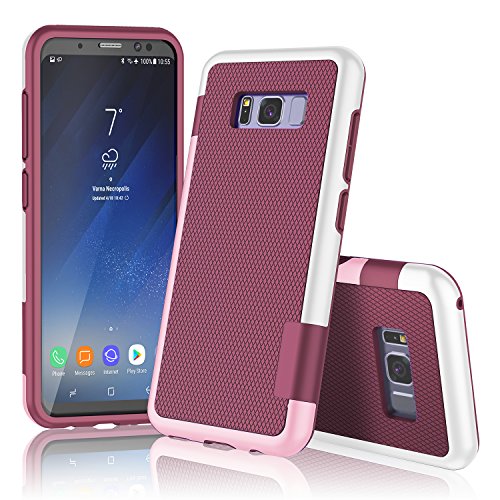 Product Cover Galaxy S8 Plus Case, S8 Plus / S8+ Case, TILL(TM) Ultra Slim 3 Color Hybrid Impact Anti-slip Shockproof Soft TPU Hard PC Bumper [Build In Card Slot] Wallet Case Cover For Galaxy S8 Plus 6.2Inch [Wine]