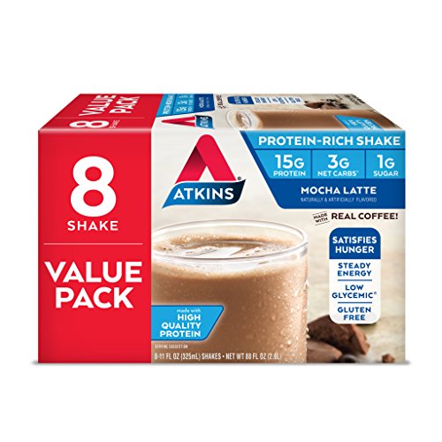 Product Cover Atkins Gluten Free Protein-Rich Shake, Mocha Latte, Keto Friendly, 8 Count