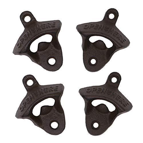 Product Cover Wall Mounted Bottle Opener Rustic Farmhouse Cast Iron with Screws by iGraver (Set of 4)