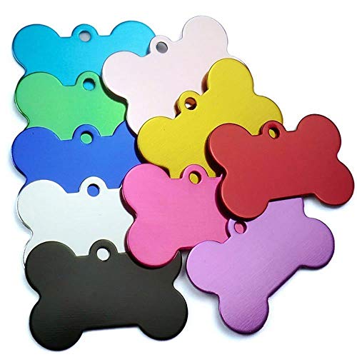 Product Cover Monrocco 20 Pcs Pet ID Tag Bone Shape Double Sided Dog Cat Pet Name Phone Number ID Tag Charm Personalized, 38MM