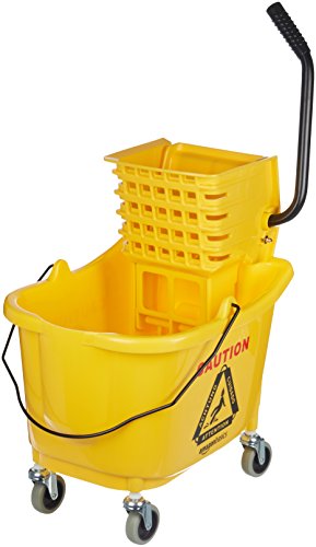 Product Cover AmazonBasics Side Press Wringer Combo Commercial Mop Bucket on Wheels, 35 Quart, Yellow