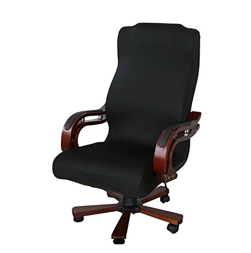 Product Cover Deisy Dee Slipcovers Cloth Universal Computer Office Rotating Stretch Polyester Desk Chair Cover C062 (Black)