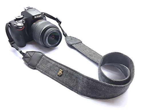 Product Cover Alled XN01-0943 Neck Shoulder Belt Strap, Vintage Print Soft Colorful Camera Straps for Women/Men, All DSLR/Nikon/Canon/Sony/Olympus/Samsung/Pentax/Olympus, Black