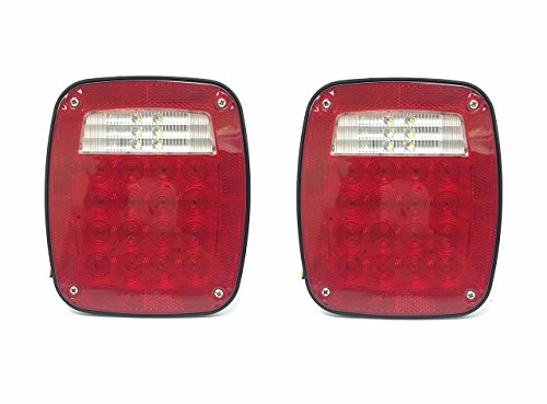 Product Cover MaxxHaul 80685 2 Pack Universal Square 12V Combination 38 LED Signal Tail Light - for Truck, Trailer, Boat, Jeep, SUV, RV, Vans, Flatbed - 2 Pack, 2 Pack
