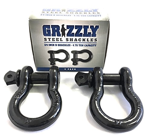 Product Cover D Ring Shackles, 3/4 Inch, Black, 2 Pack - Heavy Duty Forged Steel with 4.75 Ton Capacity - Ideal for Jeeps, ATV's, Trucks to use with Recovery,Towing, Snatch Straps,Snatch Block,Tree Savers