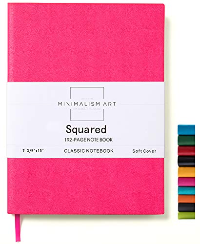 Product Cover Minimalism Art, Soft Cover Notebook Journal, Composition B5 Size 7.6 X 10 inches, Berry, Squared Grid Page, 192 Pages, Fine PU Leather, Premium Thick Paper - 100gsm, Designed in San Francisco