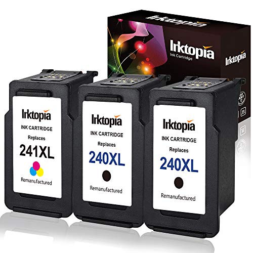 Product Cover 3 Pack Remanufactured Ink Cartridge Replacement for Canon 240XL PG 240 XL and CL 241XL (2Black,1Color) with Ink Level Indicator Used in PIXMA 2120 2220 3120 3220 4120 4220 MX372 432 512