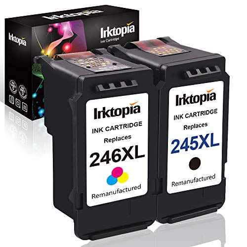 Product Cover Inktopia 1 Combo Remanufactured Ink Cartridge Replacement for Canon PG 245XL and CL 246XL 245 XL 246 XL (1 Black 1 Color) with Ink Level Indicator Used in PIXMA iP2820 MG2420 MG2520 2920 MG2922 MG2924