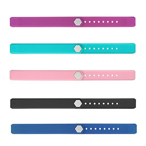 Product Cover REDGO ID115 ID 115 115HR Replaceable Strap Length Adjustable for Smart Bracelet Fitness Tracker, Set of 5, Black/Purple/Teal/Pink/Blue