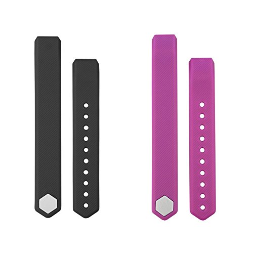 Product Cover REDGO Silicone Soft Strap Wrist Band Wristband Replacement for ID115 Smartband, Set of 2, Black and Purple