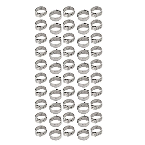 Product Cover uxcell 12.8mm-15.3mm 304 Stainless Steel Adjustable Tube Hose Clamps Silver Tone 50pcs