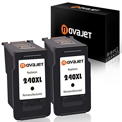 Product Cover Novajet Remanufactured Ink Cartridge Replacement for Canon PG-240XL 240 XL for Canon Pixma MG3620 MX532 MG2120 MG2220 MG3120 MG3122 MG3220 MG3222 MX432 MG3520 MX452 MX512 (2 Black)