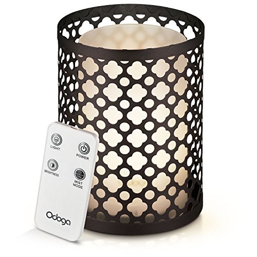 Product Cover Odoga Aromatherapy Essential Oil Diffuser with Decorative Iron Cover, 100 ml Ultrasonic Quiet Cool Mist Humidifier with Warm White Color Candle Light Effect, Remote Control & Low Water Auto Shut-Off