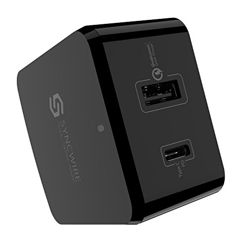 Product Cover USB C Charger, Syncwire 48W Wall Charger [Foldable US Plug] PD 3.0 Type C Fast Charger, Dual Port USB Travel Charger with Extra EU UK Plug for USB-C Laptops, iPhone, iPad Pro, Galaxy and More