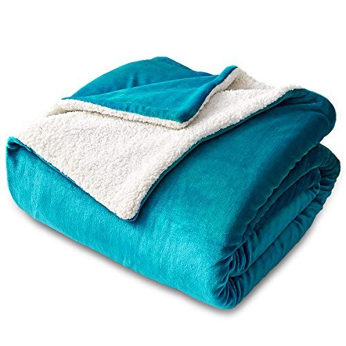 Product Cover Bedsure Sherpa Fleece Blanket Twin Size Teal Plush Blanket Fuzzy Soft Blanket Microfiber