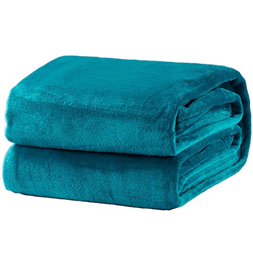 Product Cover Bedsure Fleece Blanket Twin Size Teal Lightweight Throw Blanket Super Soft Cozy Microfiber Blanket