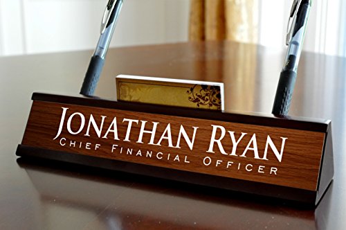 Product Cover Personalized Desk Name Plate Dark Wood Finish