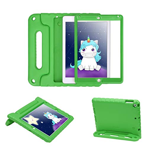 Product Cover HDE Case for iPad 9.7-inch 2018 / 2017 Kids Shockproof Bumper Hard Cover Handle Stand with Built in Screen Protector for New Apple Education iPad 9.7 Inch (6th Gen) / 5th Generation iPad 9.7 - Green