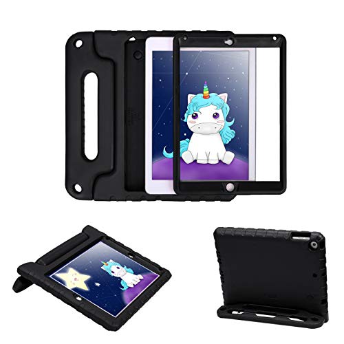 Product Cover HDE Case for iPad 9.7-inch 2018 / 2017 Kids Shockproof Bumper Hard Cover Handle Stand with Built in Screen Protector for New Apple Education iPad 9.7 Inch (6th Gen) / 5th Generation iPad 9.7 - Black