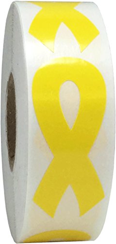 Product Cover Yellow Awareness Ribbon Stickers 2 Inch 500 Total Adhesive Labels