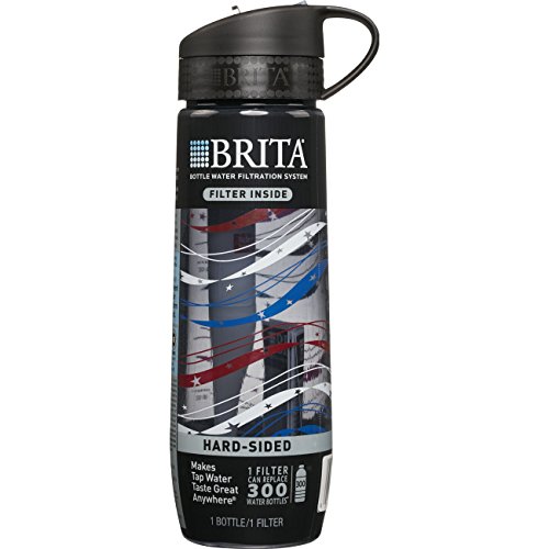 Product Cover Brita Filtered Water Bottle (includes 1 Filter), Hard Sided, BPA Free, Americana, 23.7 Ounces